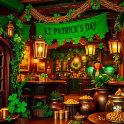 st patrick s day scene featuring vibrant green tones gold accents shamrocks and celtic motifs in a festive irish setting download 46